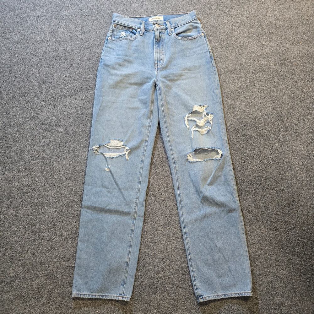 Madewell Jeans Womens 25 Blue Distressed Baggy Straight Leg High Rise Casual Y2K